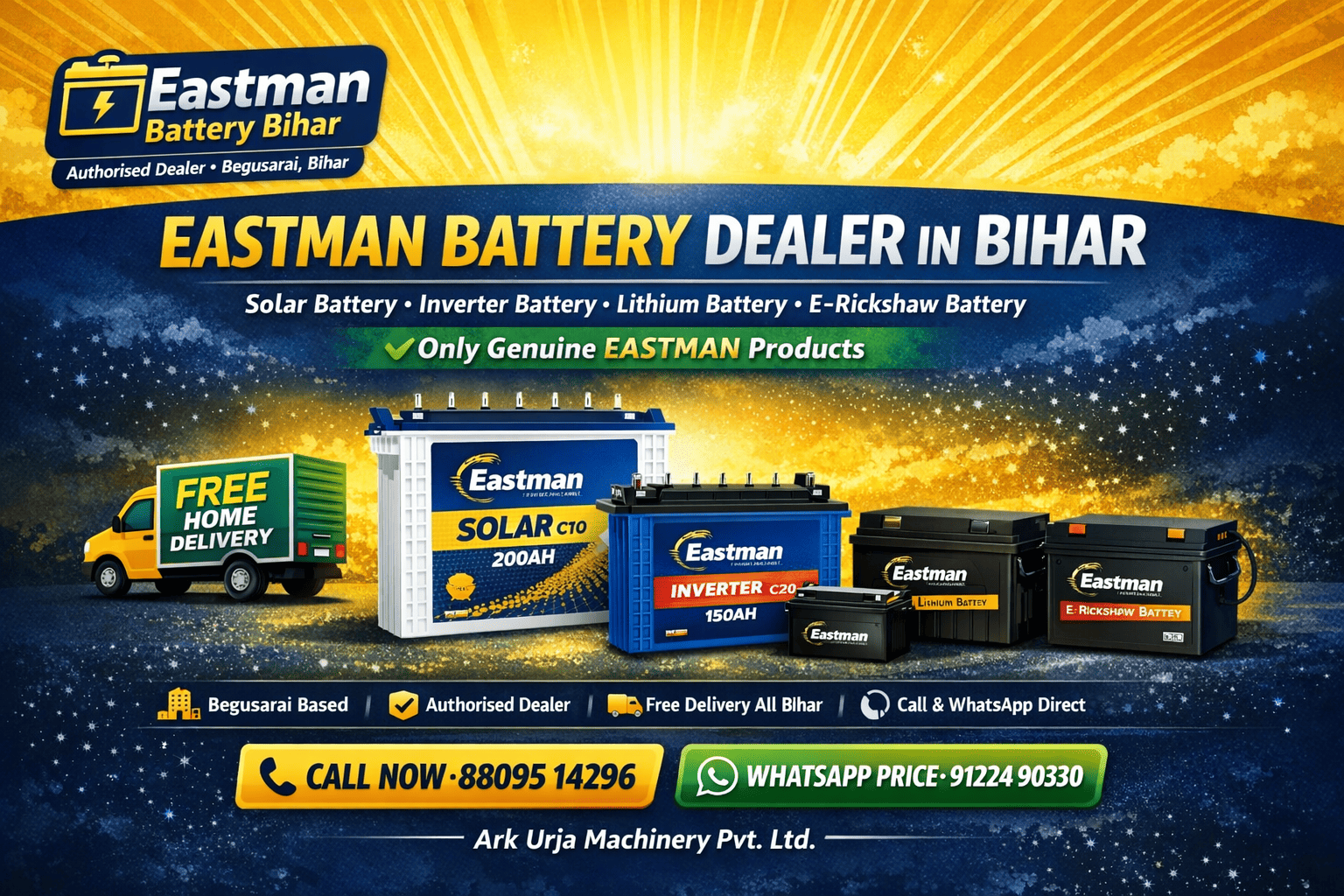 Eastman Battery Dealer in Bihar - Ark Urja Machinery