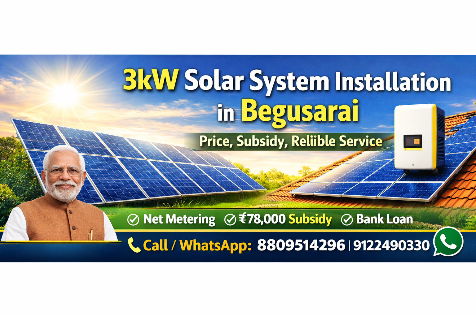 3kW Solar System Installation in Begusarai Bihar | Ark Urja Machinery